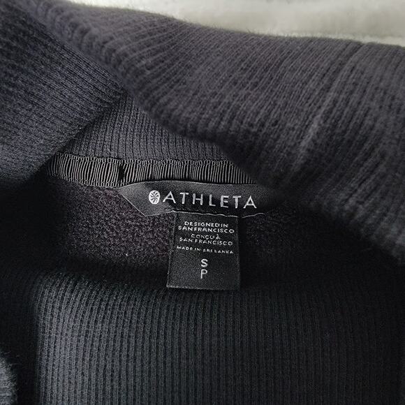 Athleta Cozy Karma Funnel Neck Sweatshirt Black Women’s SM Soft Fleece Lined - Picture 3 of 10
